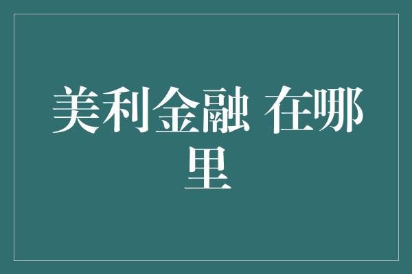 美利金融 在哪里