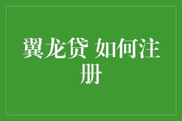 翼龙贷 如何注册