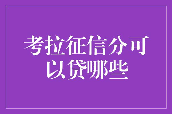 考拉征信分可以贷哪些