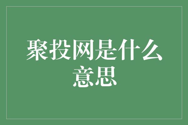 聚投网是什么意思