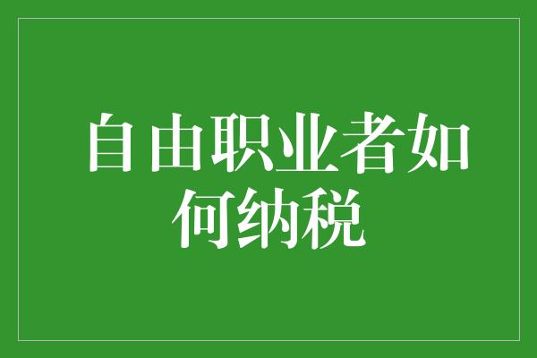 自由职业者如何纳税