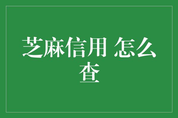 芝麻信用 怎么查