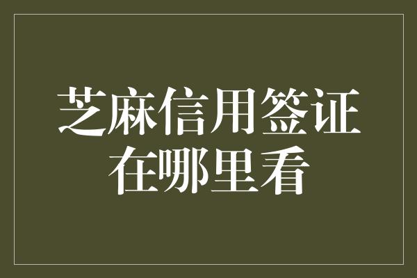 芝麻信用签证在哪里看