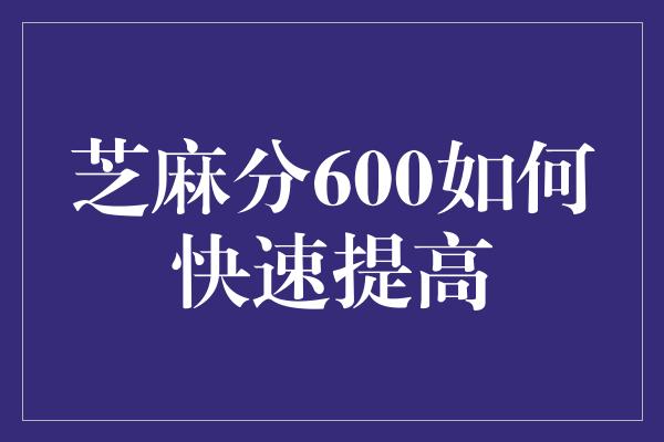 芝麻分600如何快速提高