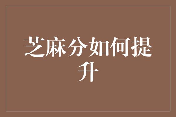 芝麻分如何提升