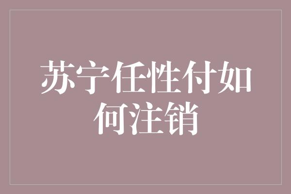 苏宁任性付如何注销