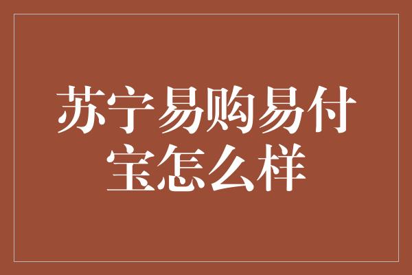 苏宁易购易付宝怎么样