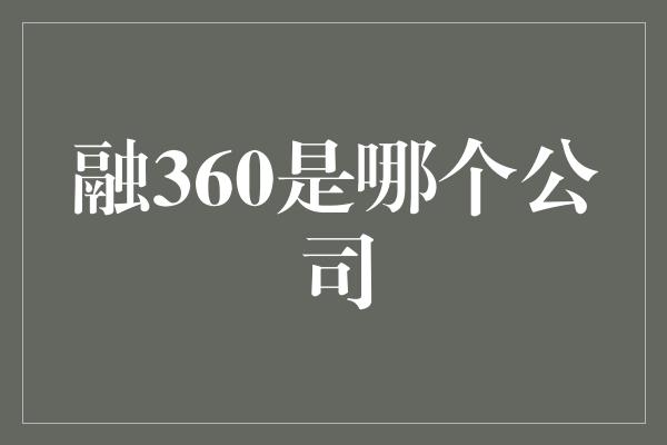 融360是哪个公司