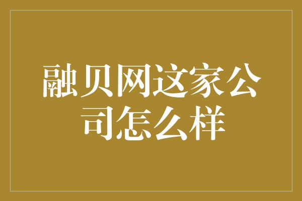 融贝网这家公司怎么样