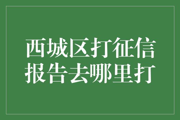 西城区打征信报告去哪里打