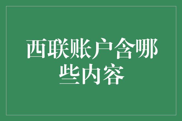 西联账户含哪些内容