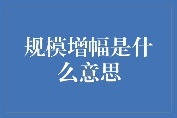 规模增幅是什么意思