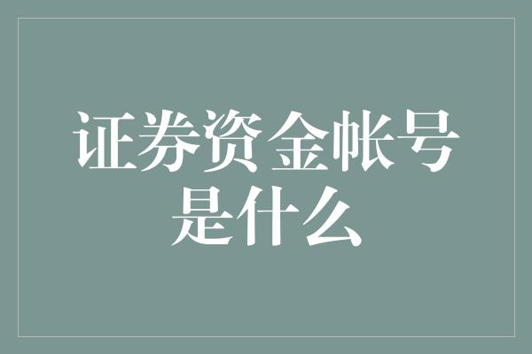 证券资金帐号是什么