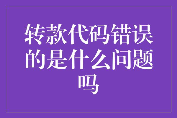 转款代码错误的是什么问题吗