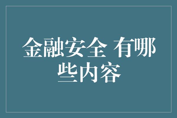 金融安全 有哪些内容