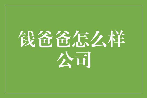 钱爸爸怎么样 公司