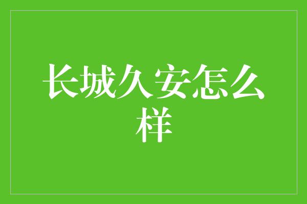 长城久安怎么样