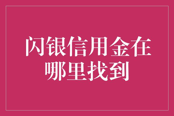 闪银信用金在哪里找到