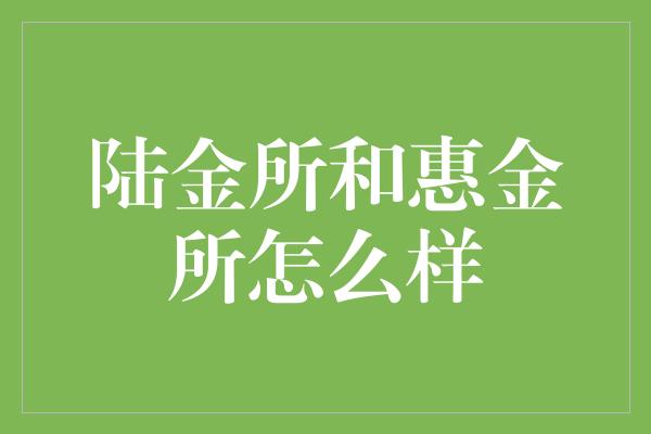 陆金所和惠金所怎么样