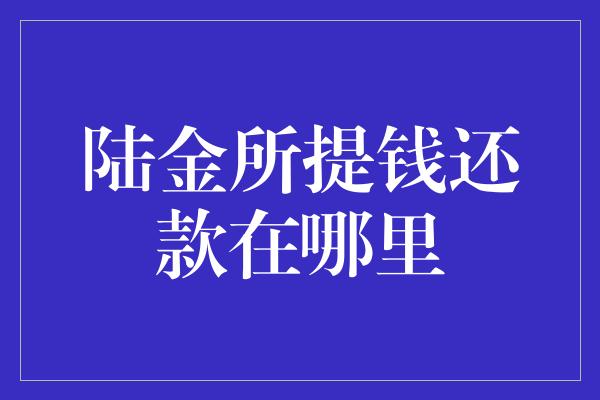 陆金所提钱还款在哪里