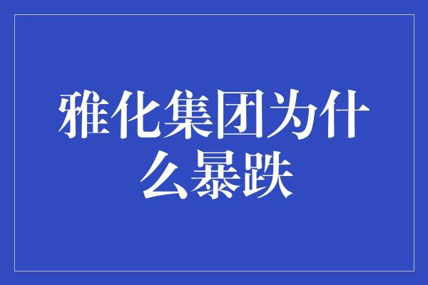 雅化集团为什么暴跌