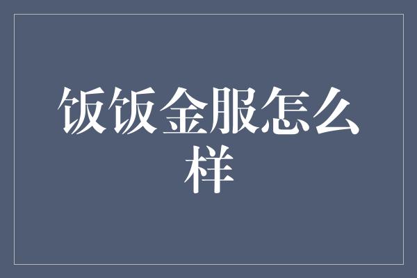 饭饭金服怎么样