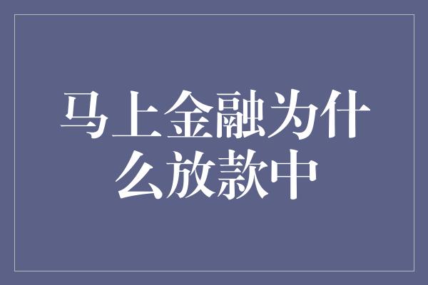 马上金融为什么放款中