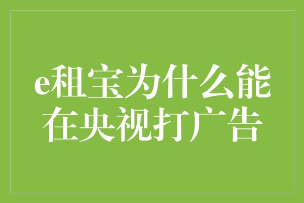 e租宝为什么能在央视打广告