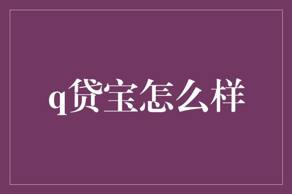 q贷宝怎么样