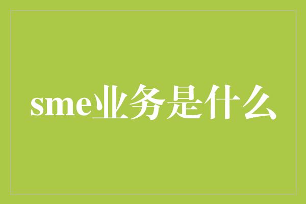 sme业务是什么