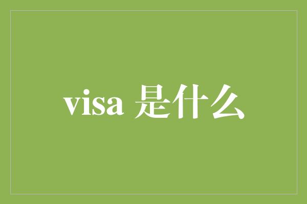 visa 是什么