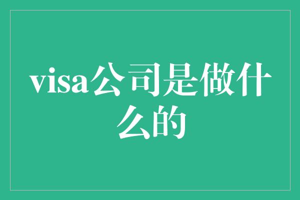 visa公司是做什么的